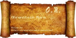 Ohrenstein Mara névjegykártya